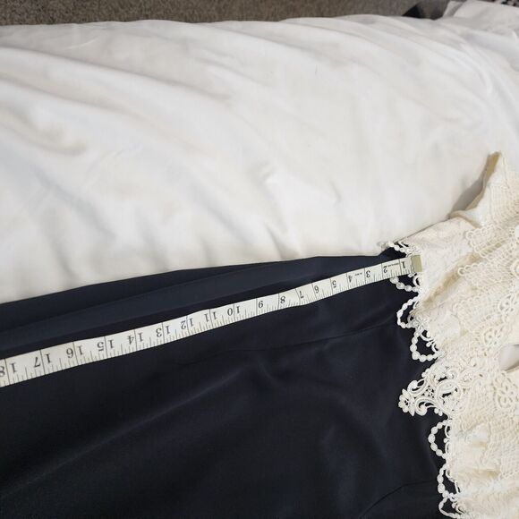 Jessica McClintock Gown Black Cream Empire Lace Cut Out Formal Prom Long 12 Vtg - Picture 16 of 16